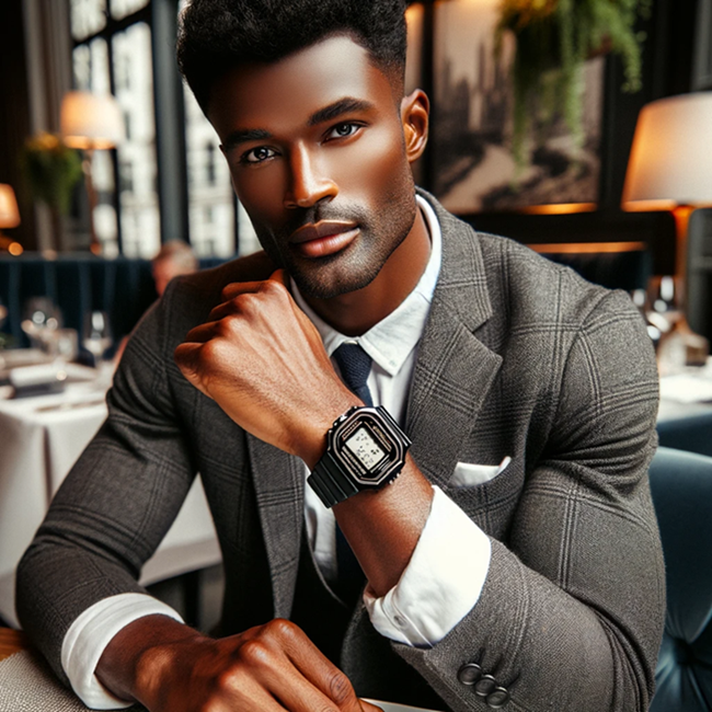 man wearing Casio F91W watch